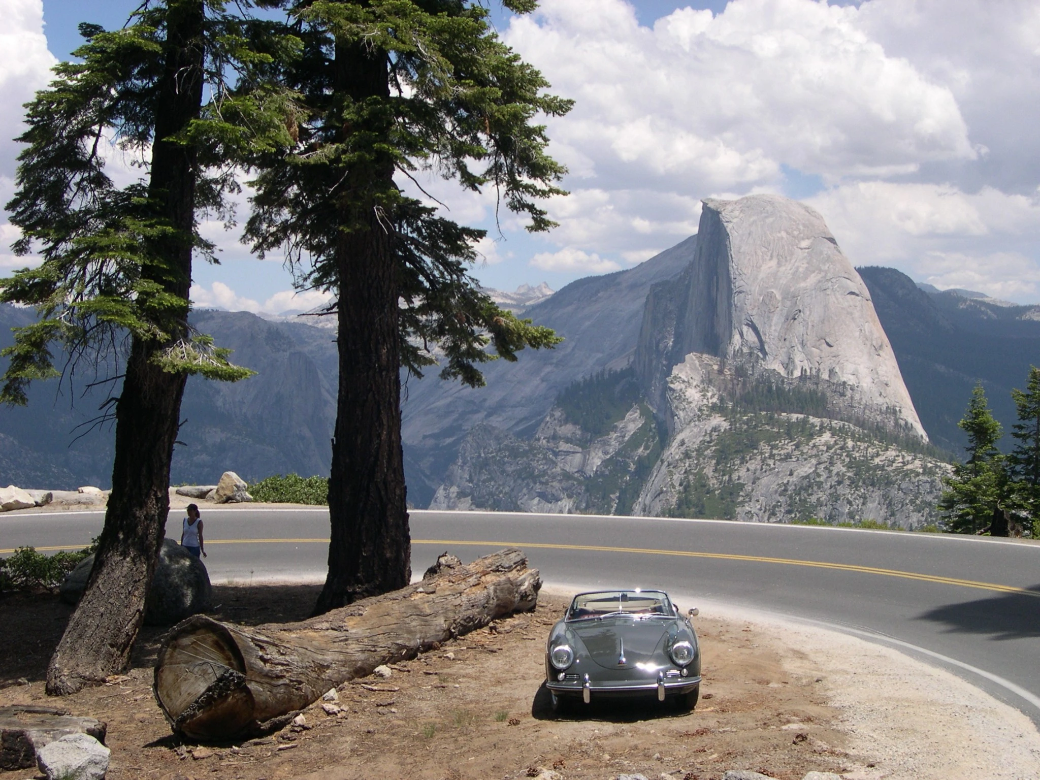 Picnic respite near Glacier Point with view of Half Dome.