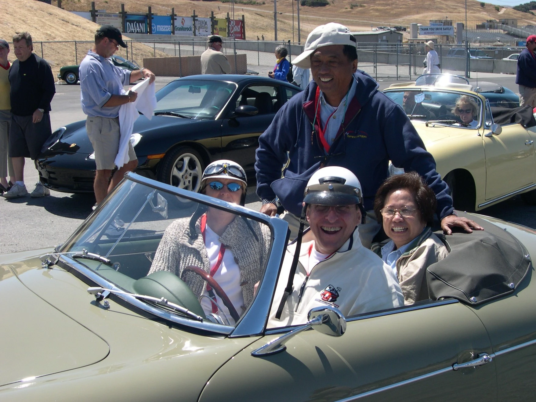 The Riveras and Goldbergs at Laguna Seca.
