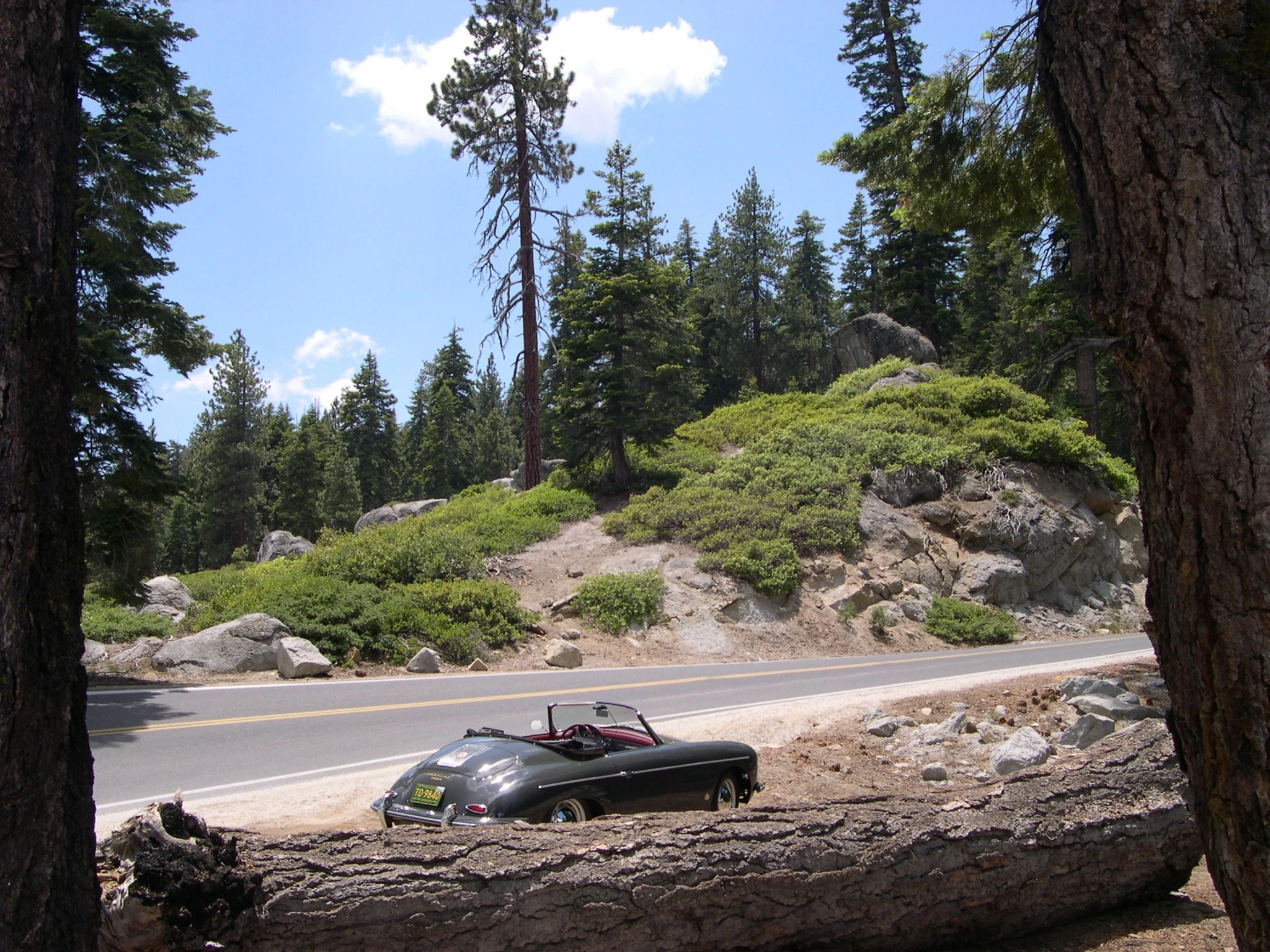 The Roadster waits patiently while we recharge. 